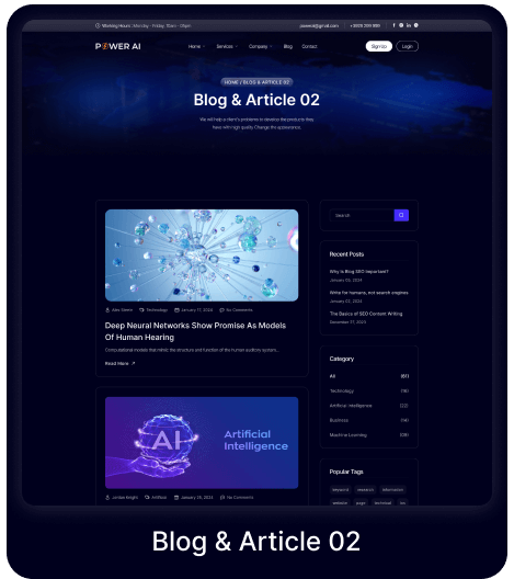 Power AI - Artificial Intelligence Multipurpose Website HTML Template