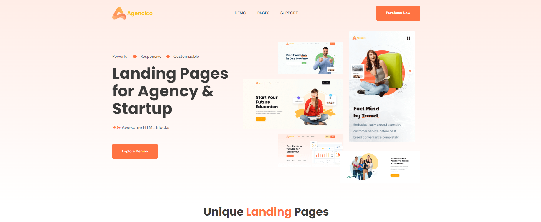 Agencico-Responsive Landing Page HTML Templates