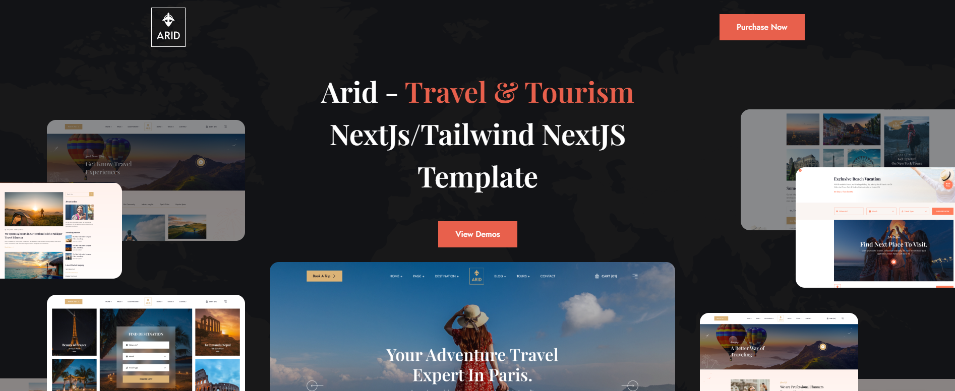 Arid - Travel & Tourism NextJs/Tailwind CSS Template