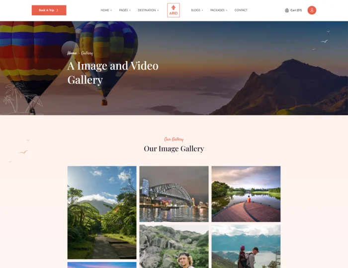 Arid - Travel & Tourism HTML/Tailwind CSS Template