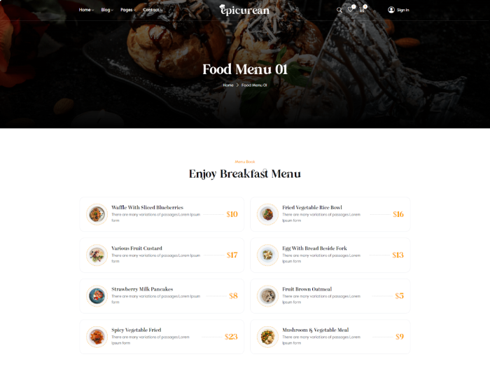 Epicurean - Food & Restaurant Html Template