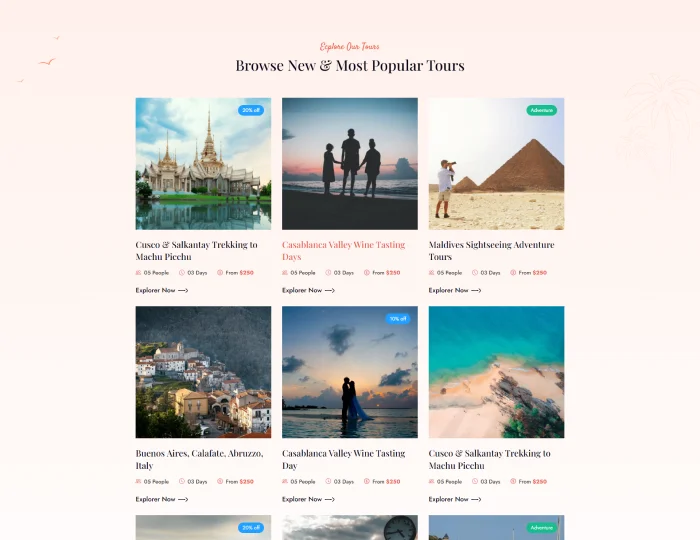 Arid - Travel & Tourism HTML/Tailwind CSS Template