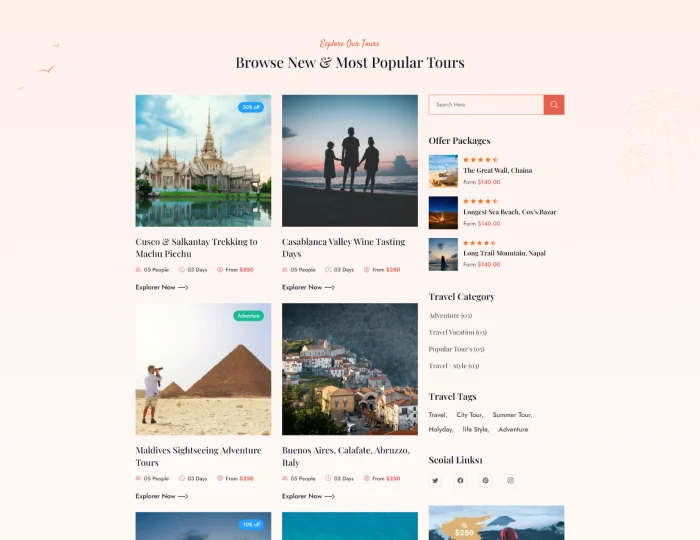 Arid - Travel & Tourism HTML/Tailwind CSS Template